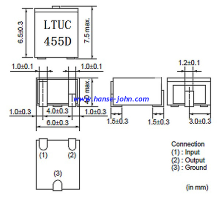 PZT ceramic filter/resonator  piezo 450khz /0.45mhz，crystal resonator /crystal resonator  CFUKF450KA2X-R0