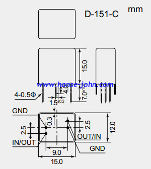 10.7Mhz crystal filter  10M15C    10F15CH-10.7M    M. C. F. [ Monolithic Crystal Filters ]