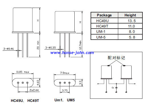 10.7Mhz crystal filter  10M15C    10F15CH-10.7M    M. C. F. [ Monolithic Crystal Filters ]